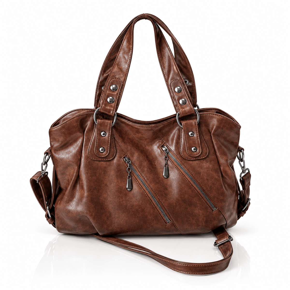 Grand sac à main Eden en cuir vegan, style rétro-rock – Divona