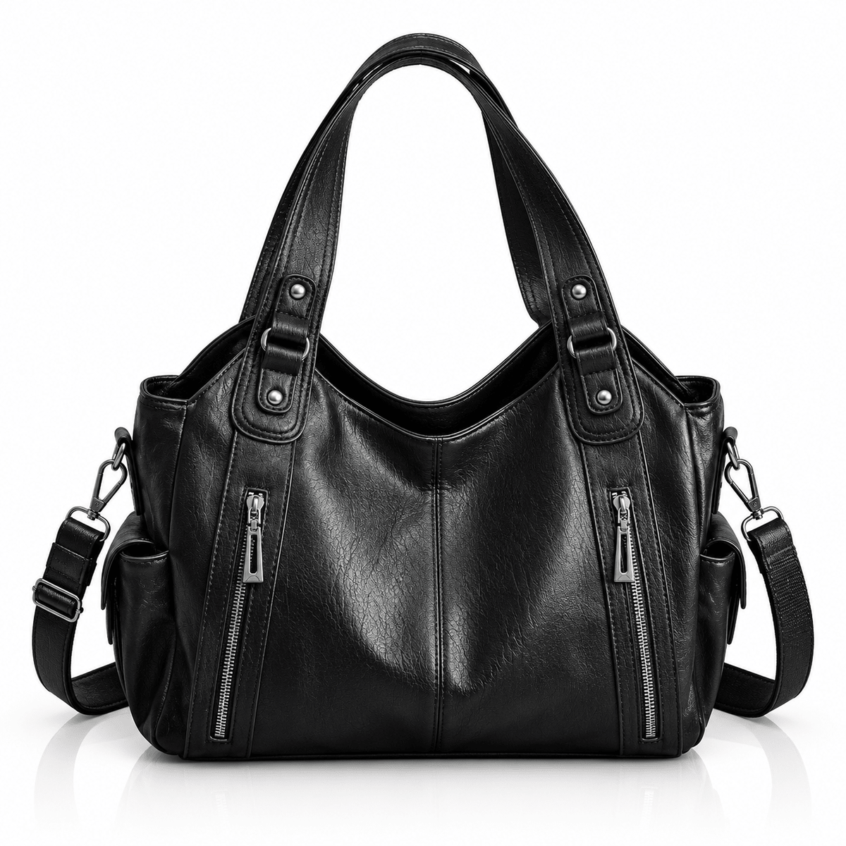 Détail des surpiqûres et du zip du sac à main Nara – Divona